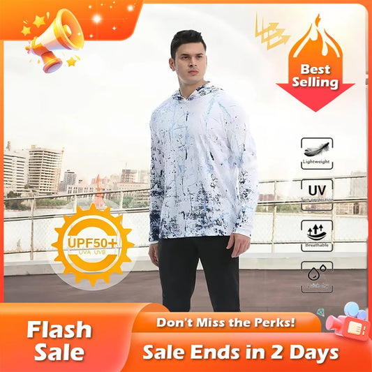 🏆Flash Sale⚡ 50K+ SOLD! Almost Gone-💥🔥Men's UPF 50+ Hooded Sun Protection Fishing Sauna Shirts,Best Gifts