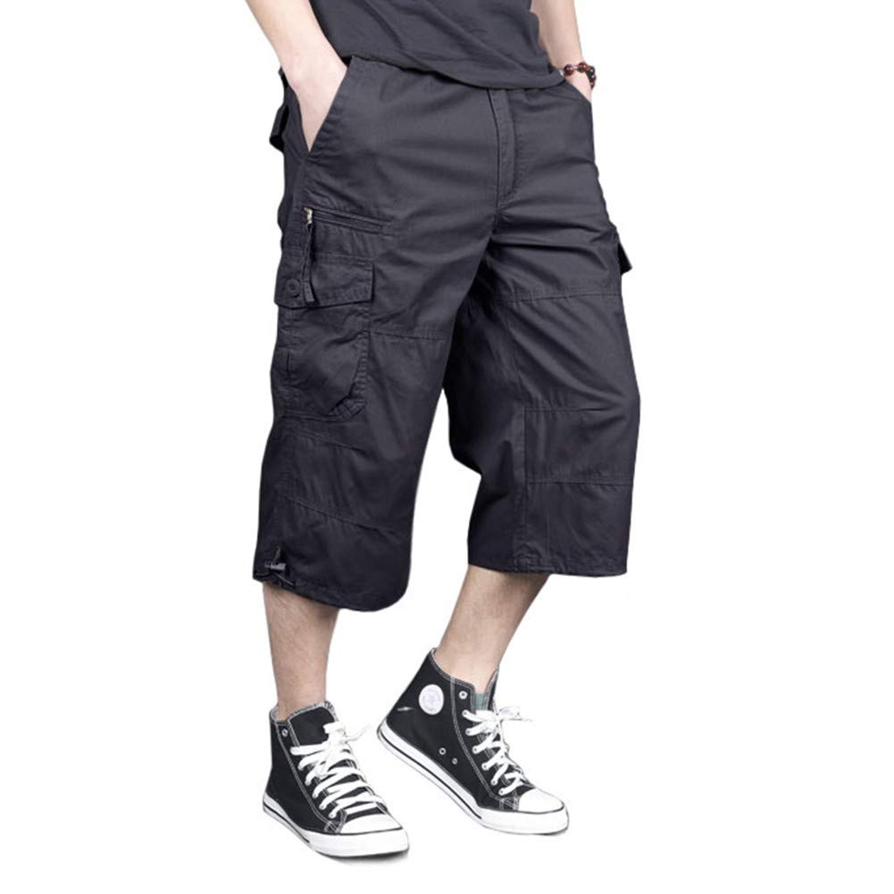 Men's Capri Long Elastic Cargo Shorts
